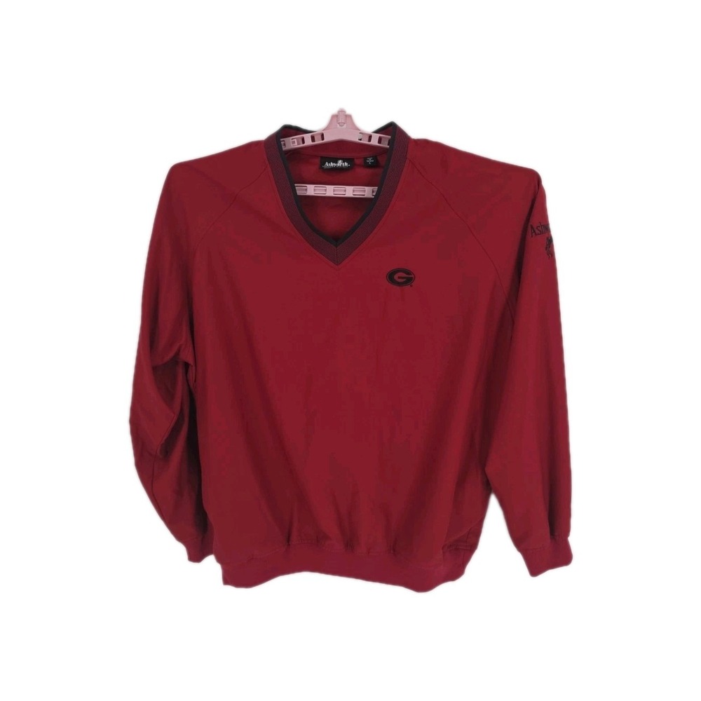 Ashworth Water and Wind Resistant Men's Red Pullover "Ga Bulldog" Windbreaker L